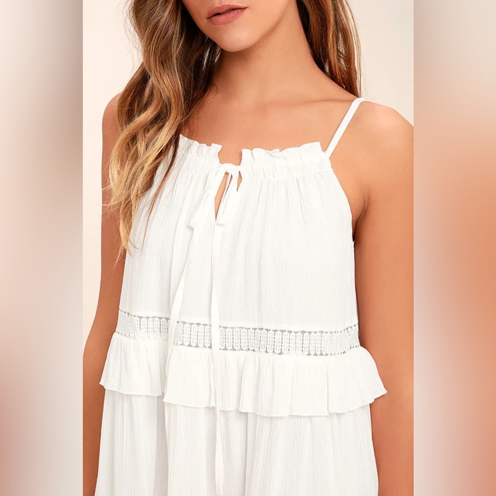 Moon River Sunrise Point Off-White Lace Swing Dress - Picture 4 of 7